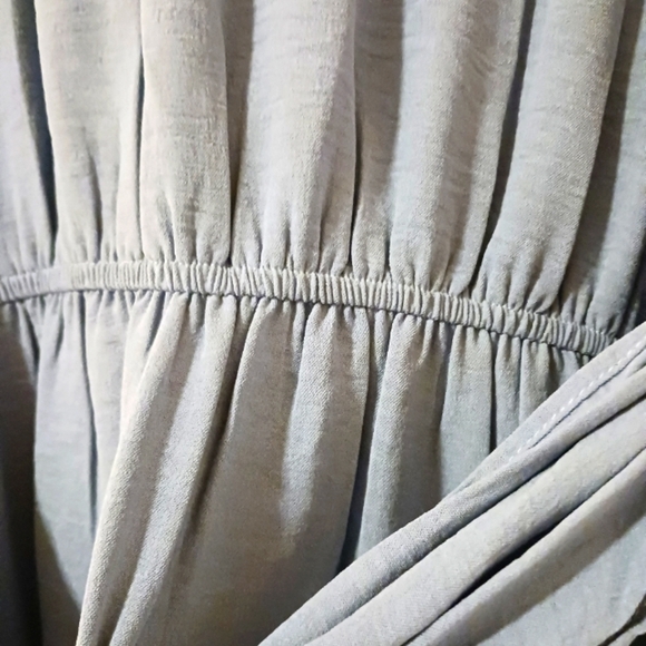 Smoke Blue Gauzy Maxi Dress Elastic Waist Dress - Picture 9 of 10